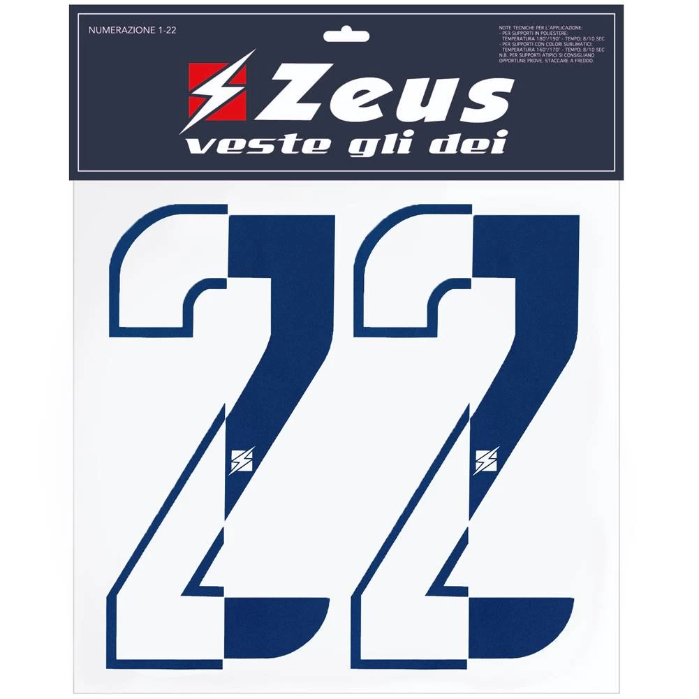 Zeus Nummern-Set 1-22 Zum Aufbügeln 10cm Halb Navy
