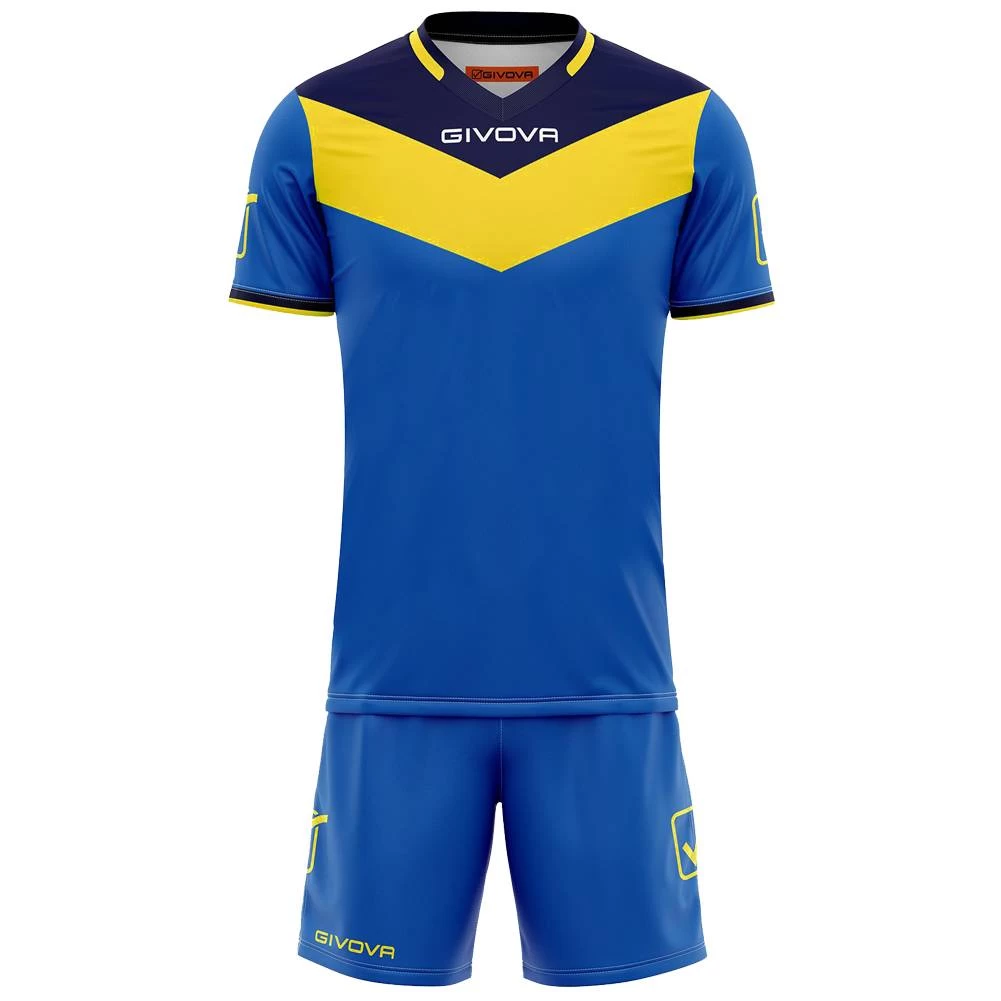 Givova Kit Campo Set Trikot + Shorts Mittelblau/gelb – Bild 2